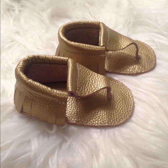 Real leather sandal Moccasins-gold - Picture 3 of 5